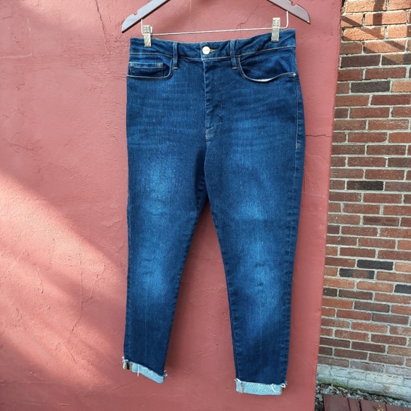 Frame Denim Le One Skinny Jeans Raw Ankle Hem Cuffed Slimming Denim Rare - Picture 2 of 13